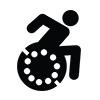 wheelchair bearing logo of a person moving fast in a wheelchair