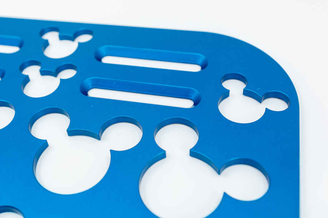 Mouse Head Universal Wheelchair Footplate 10" x 7" Rear Bolt Flip Up Blue