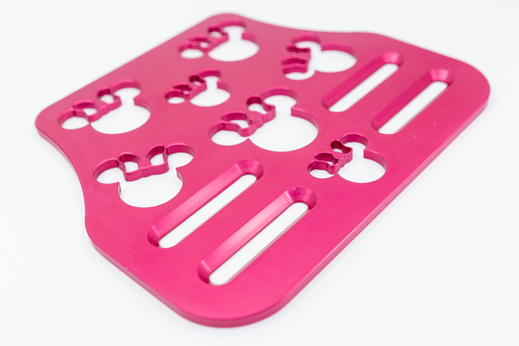 Mouse Head with Bow Universal Wheelchair Footplate 7" x 6" Front Bolt Fixed Pink
