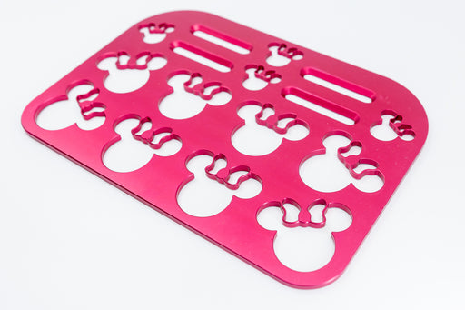 Mouse with Bow Universal Wheelchair Footplate 10" x 7" Rear Bolt Flip Up Pink