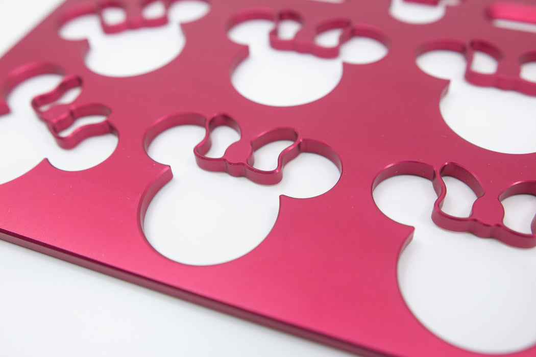 Mouse with Bow Universal Wheelchair Footplate 10" x 7" Rear Bolt Flip Up Pink