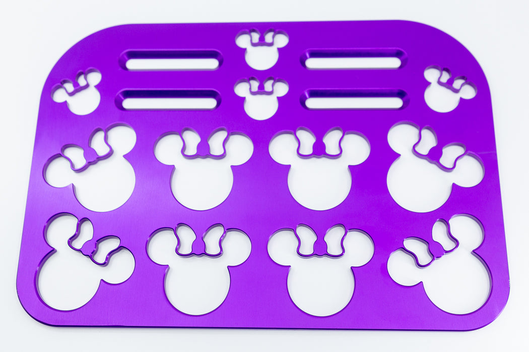 Mouse with Bow Universal Wheelchair Footplate 10" x 7" Rear Bolt Flip Up Violet