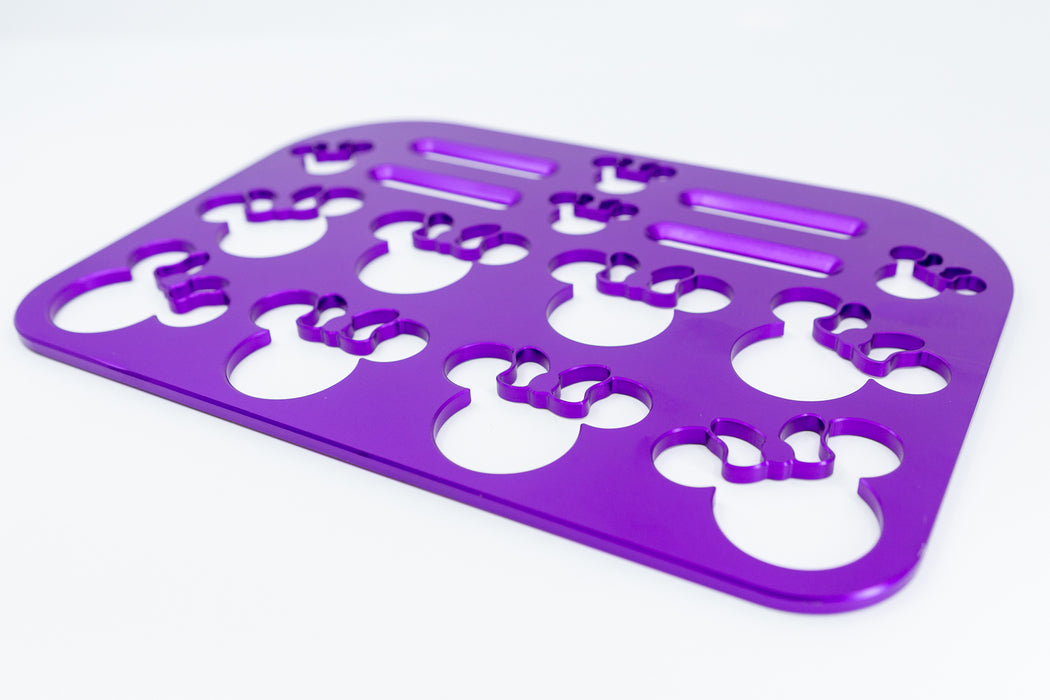 Mouse with Bow Universal Wheelchair Footplate 10" x 7" Rear Bolt Flip Up Violet