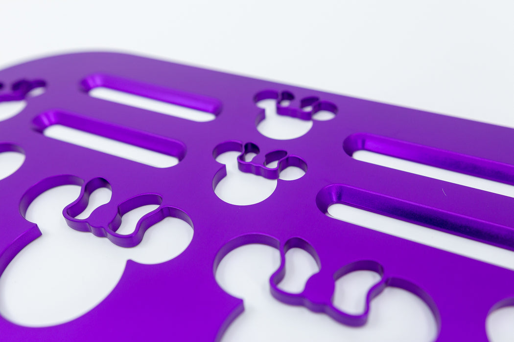 Mouse with Bow Universal Wheelchair Footplate 10" x 7" Rear Bolt Flip Up Violet
