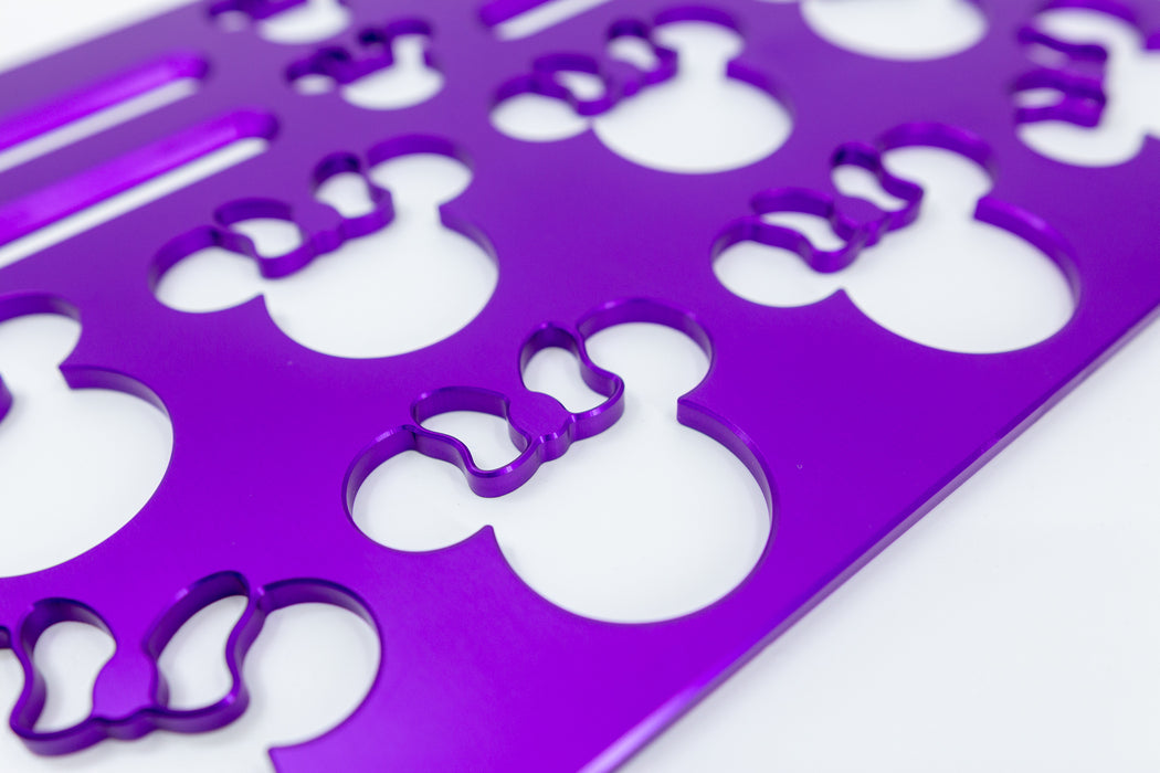 Mouse with Bow Universal Wheelchair Footplate 10" x 7" Rear Bolt Flip Up Violet