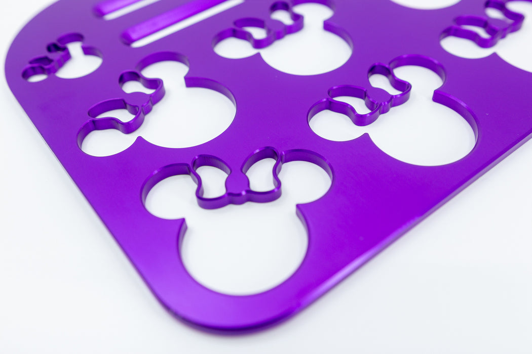 Mouse with Bow Universal Wheelchair Footplate 10" x 7" Rear Bolt Flip Up Violet