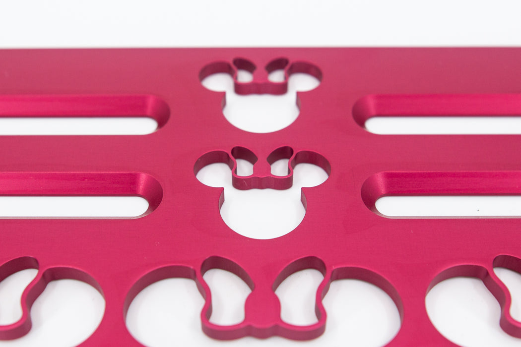 Mouse Head with Bow Pink 12" x 7" Universal Wheelchair Footplate Rear Bolt Flip Up