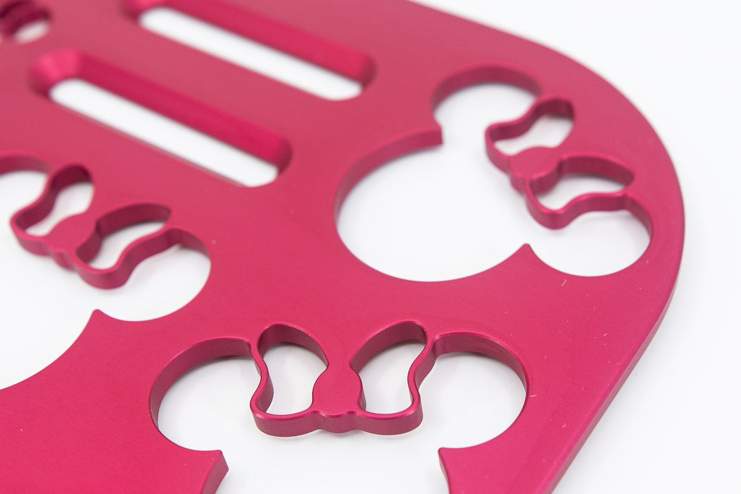Mouse Head with Bow Pink 12" x 7" Universal Wheelchair Footplate Rear Bolt Flip Up