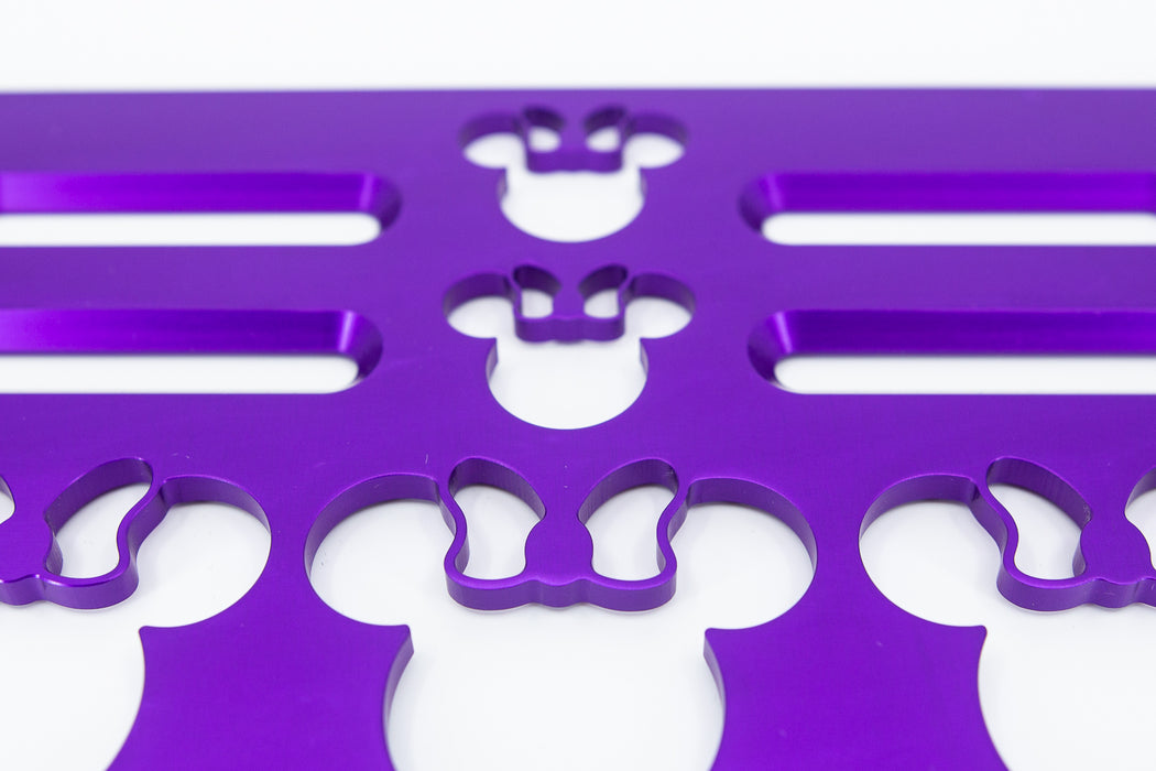 Mouse Head with Bow Violet 12" x 7" Universal Wheelchair Footplate Rear Bolt Flip Up