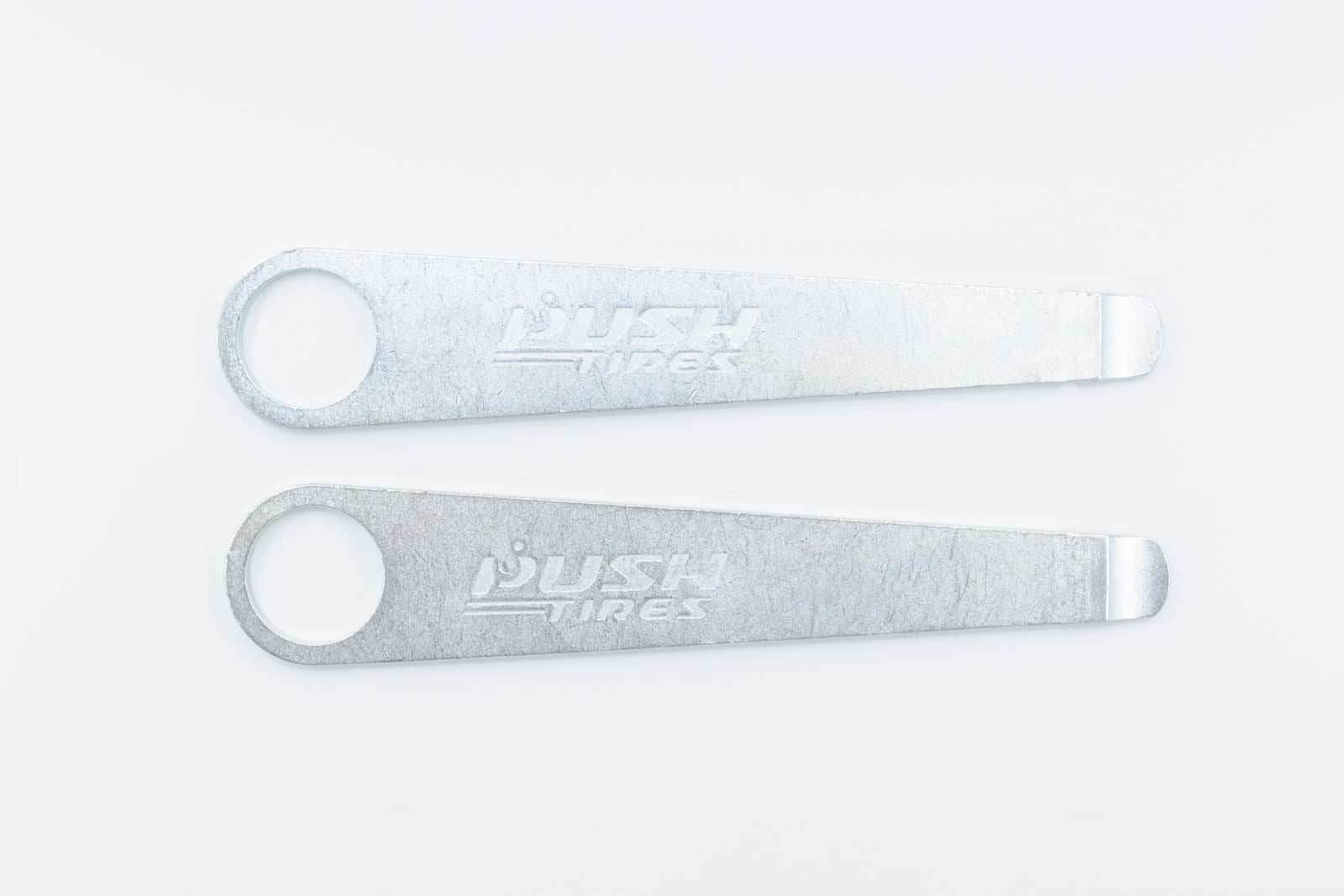 Pair of steel wheelchair tire levers with loop handles