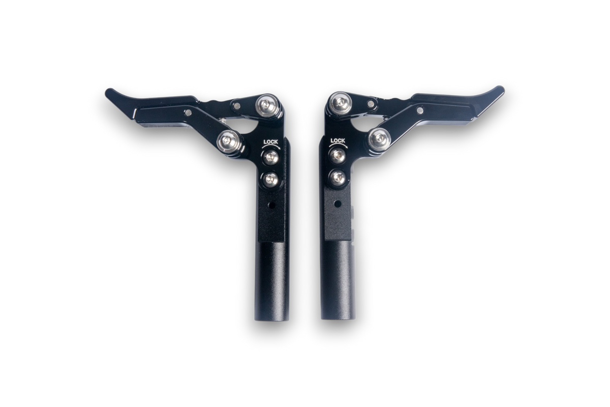 Reckless Wheelchairs black aluminium scissor brakes pair