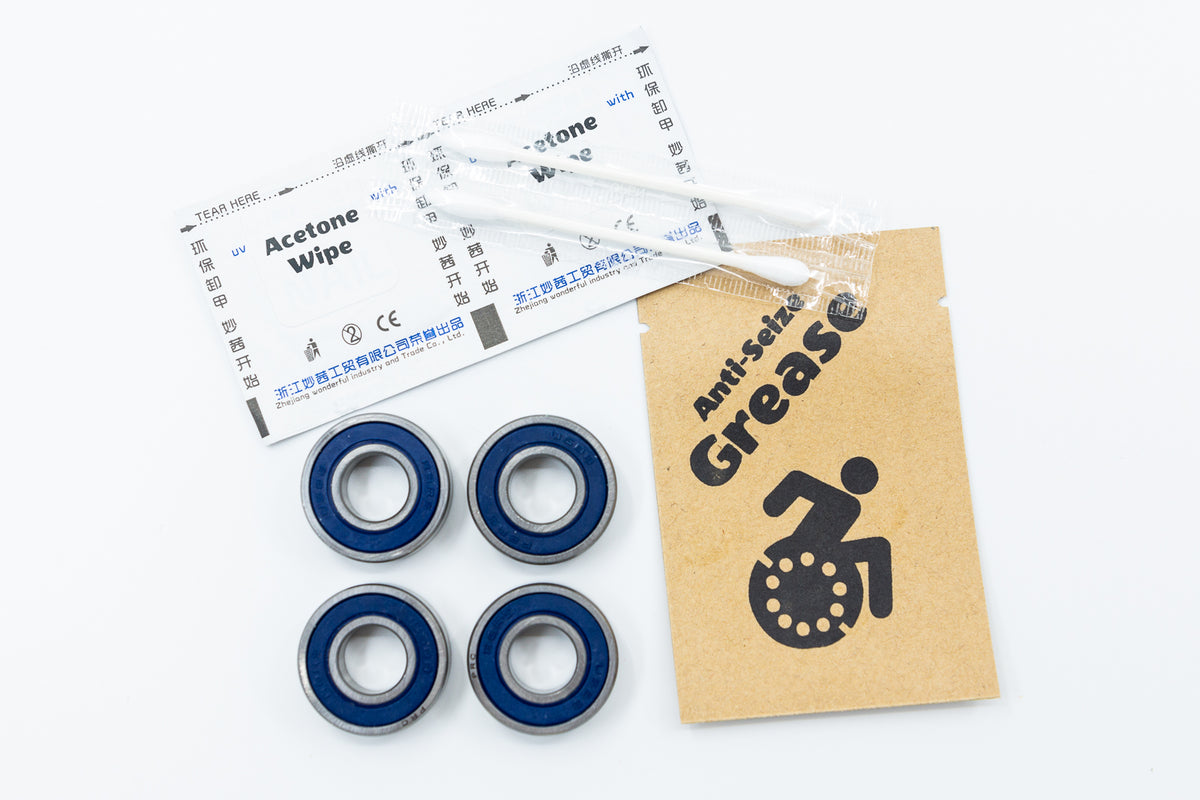 Four R8 wheelchair wheel bearings with rubber seals
