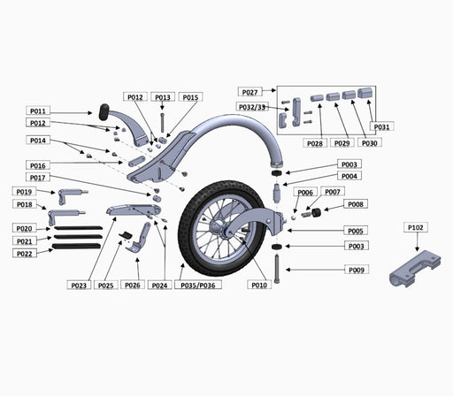 Freewheel Wheelchair Attachment Parts Diagram