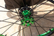 Push Lox Locking Hub Rings Mounted to a Spinergy XSLX Wheelchair Wheels on a Reckless Wheelchair
