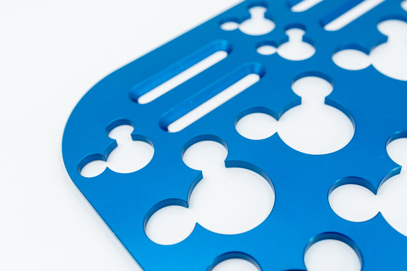 Mouse Head Universal Wheelchair Footplate 10" x 7" Rear Bolt Flip Up Blue