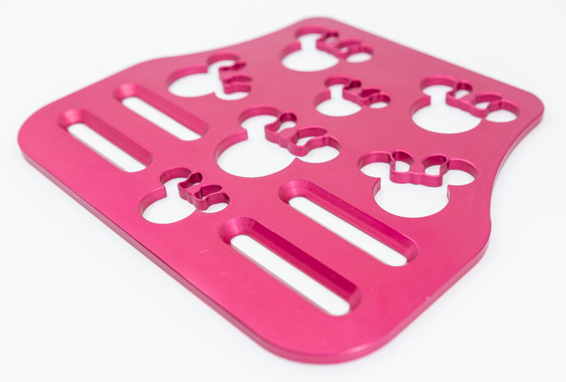 Mouse Head with Bow Universal Wheelchair Footplate 7" x 6" Front Bolt Fixed Pink