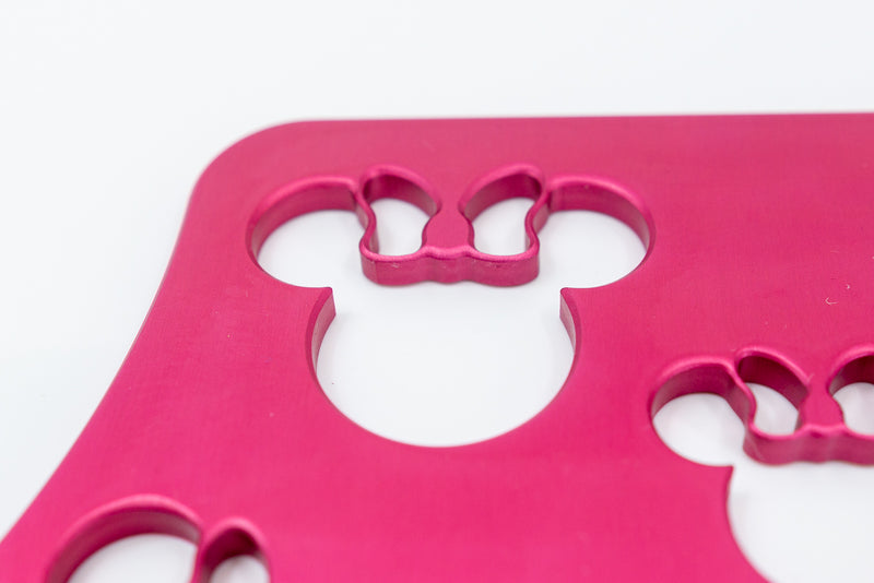 Mouse Head with Bow Universal Wheelchair Footplate 7" x 6" Front Bolt Fixed Pink