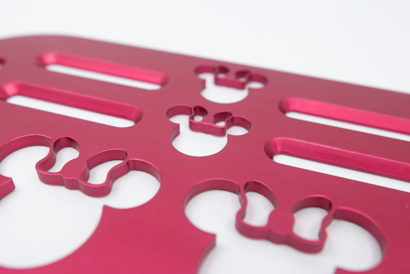 Mouse with Bow Universal Wheelchair Footplate 10" x 7" Rear Bolt Flip Up Pink