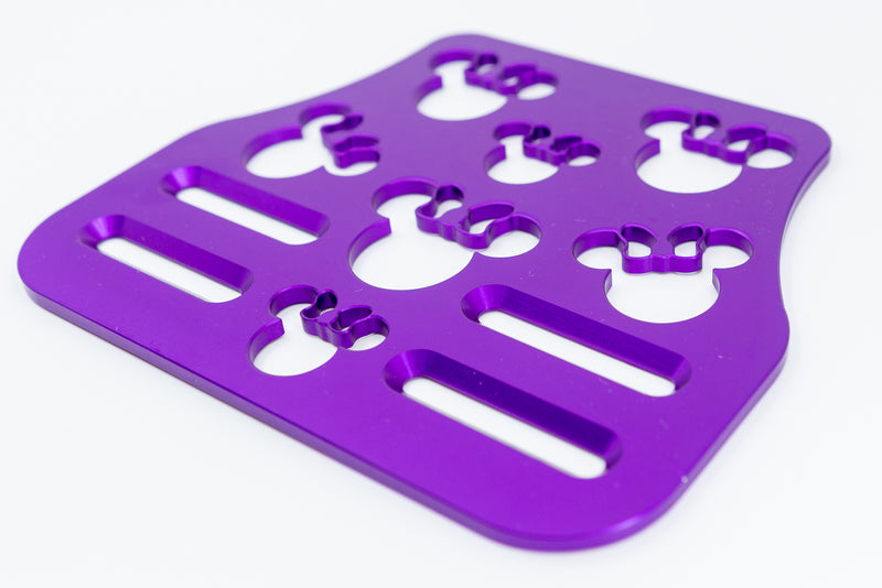 Mouse Head with Bow Universal Wheelchair Footplate 7" x 6" Front Bolt Fixed Violet