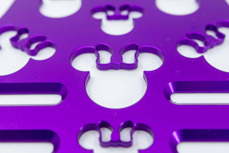 Mouse Head with Bow Universal Wheelchair Footplate 7" x 6" Front Bolt Fixed Violet