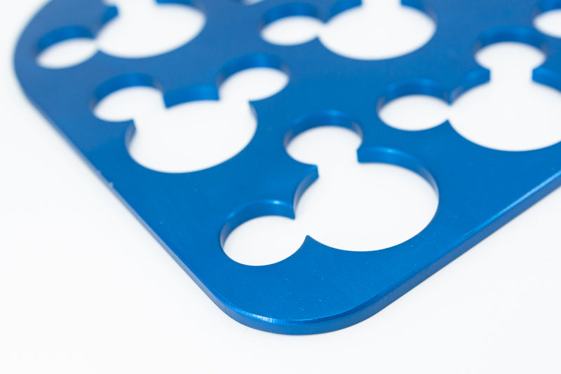 Mouse Head Universal Wheelchair Footplate 12" x 7" Rear Bolt Flip Up Blue