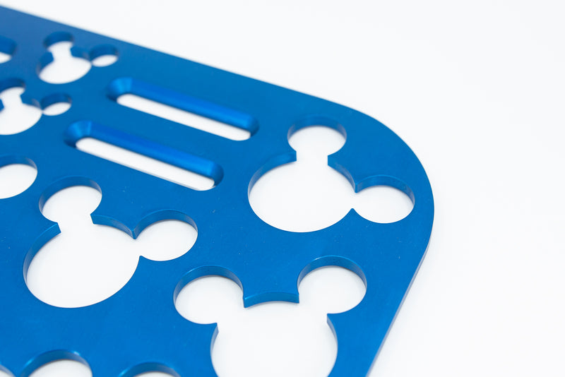 Mouse Head Universal Wheelchair Footplate 12" x 7" Rear Bolt Flip Up Blue