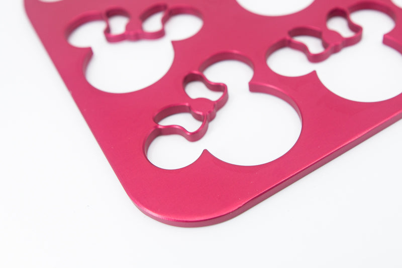 Mouse Head with Bow Pink 12" x 7" Universal Wheelchair Footplate Rear Bolt Flip Up