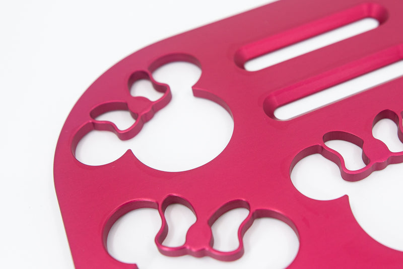 Mouse Head with Bow Pink 12" x 7" Universal Wheelchair Footplate Rear Bolt Flip Up