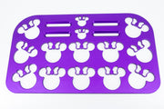 Mouse Head with Bow Violet 12" x 7" Universal Wheelchair Footplate Rear Bolt Flip Up