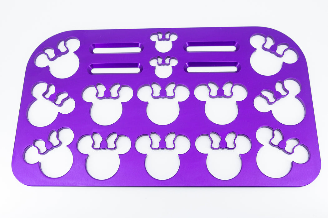 Mouse Head with Bow Violet 12" x 7" Universal Wheelchair Footplate Rear Bolt Flip Up