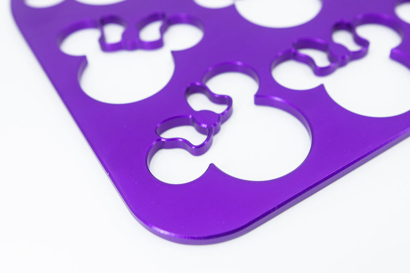 Mouse Head with Bow Violet 12" x 7" Universal Wheelchair Footplate Rear Bolt Flip Up