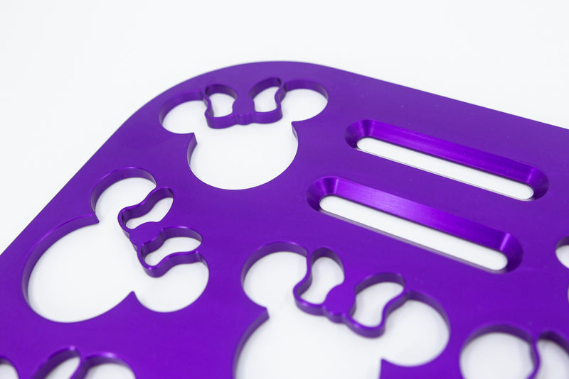 Mouse Head with Bow Violet 12" x 7" Universal Wheelchair Footplate Rear Bolt Flip Up